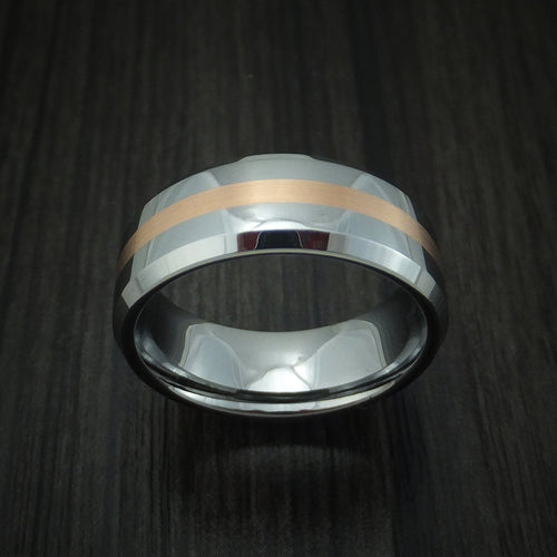 Augustus XVI - Tungsten Band with Rose Gold Inlay Men's Wedding Ring - view 2 - Nura Lab