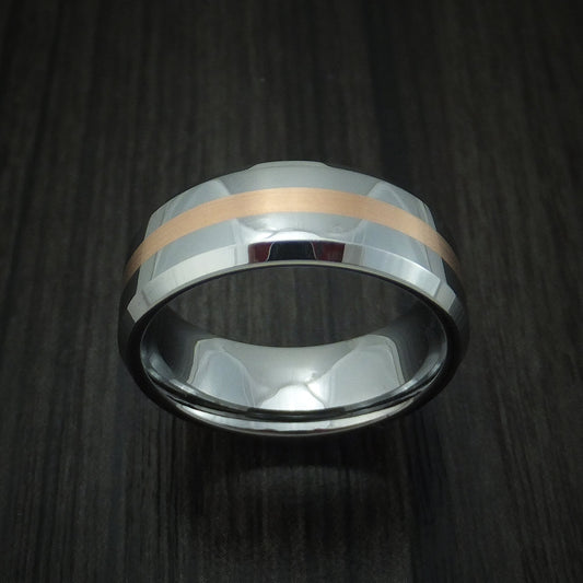 Augustus XVI - Tungsten Band with Rose Gold Inlay Men's Wedding Ring - view 2 - Nura Lab