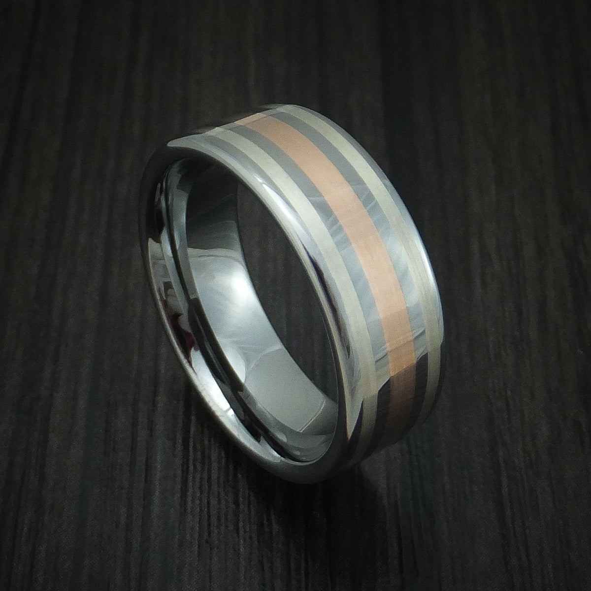 Caesar XVI - Tungsten Rose Gold and Silver Band Men's Wedding Ring - Nura Lab