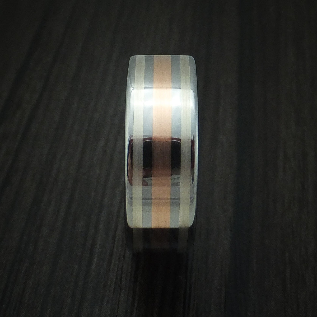 Caesar XVI - Tungsten Rose Gold and Silver Band Men's Wedding Ring - view 3 - Nura Lab
