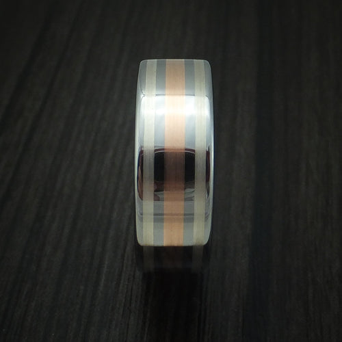 Caesar XVI - Tungsten Rose Gold and Silver Band Men's Wedding Ring - view 3 - Nura Lab