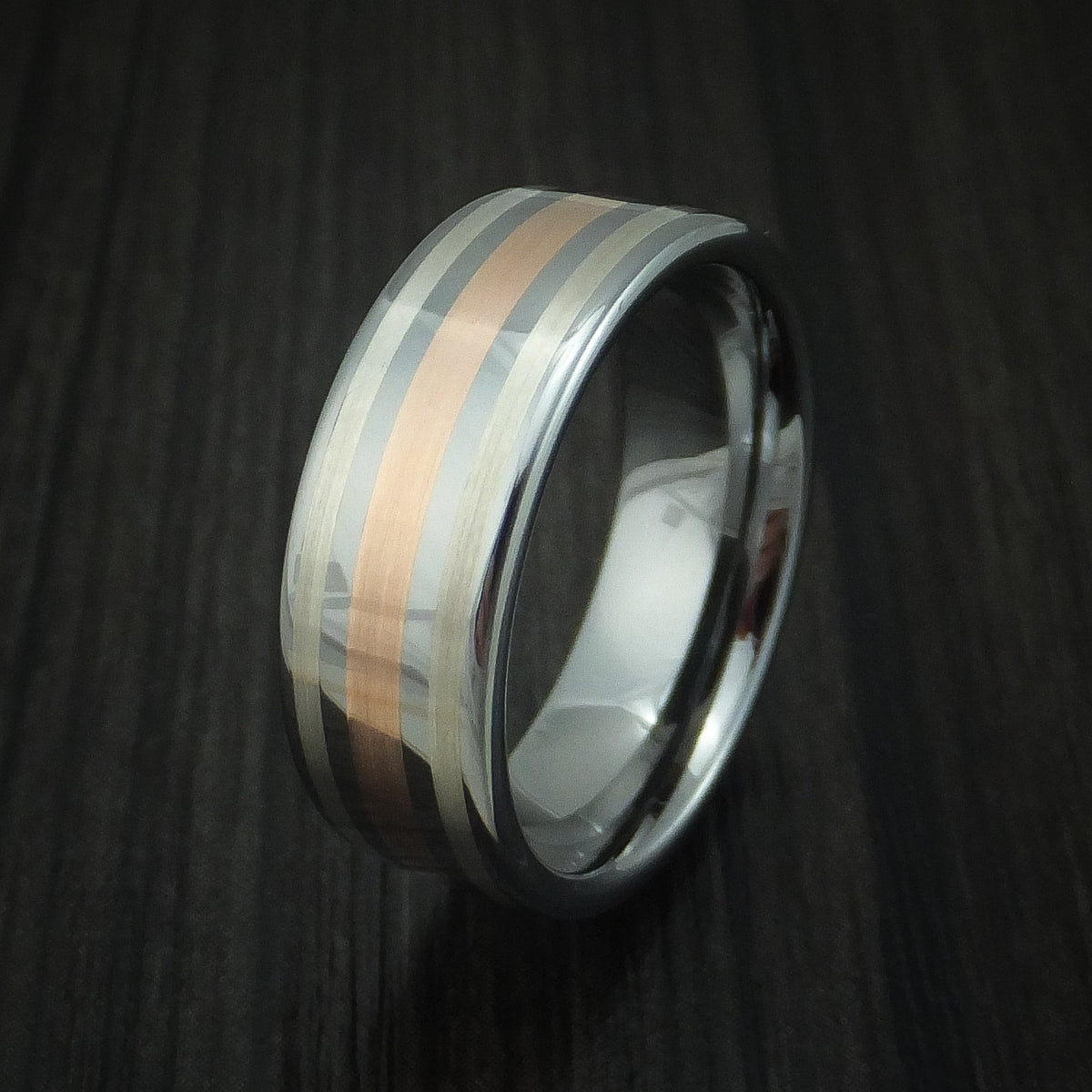 Caesar XVI - Tungsten Rose Gold and Silver Band Men's Wedding Ring - view 4 - Nura Lab