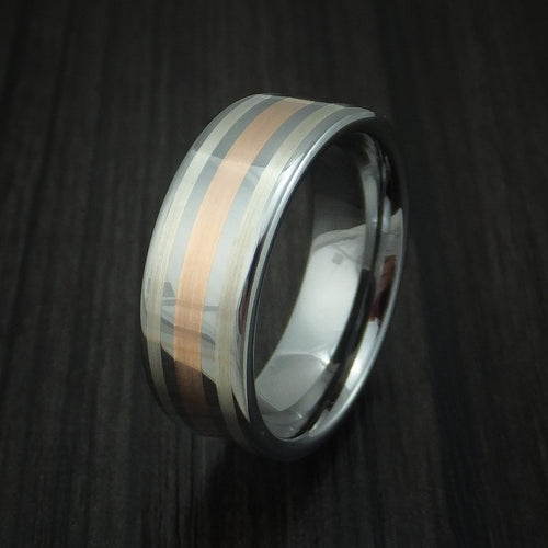 Caesar XVI - Tungsten Rose Gold and Silver Band Men's Wedding Ring - view 4 - Nura Lab