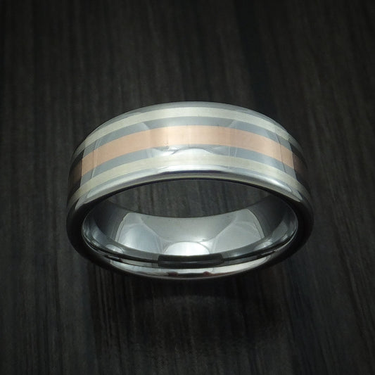 Caesar XVI - Tungsten Rose Gold and Silver Band Men's Wedding Ring - view 2 - Nura Lab