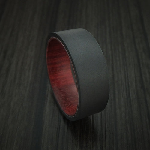 Northwind XII - Black Zirconium Men's Wedding Ring with Hardwood Interior Sleeve Band - Nura Lab