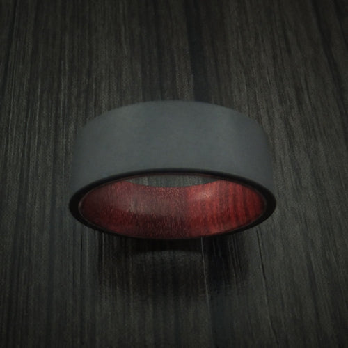 Northwind XII - Black Zirconium Men's Wedding Ring with Hardwood Interior Sleeve Band - view 2 - Nura Lab