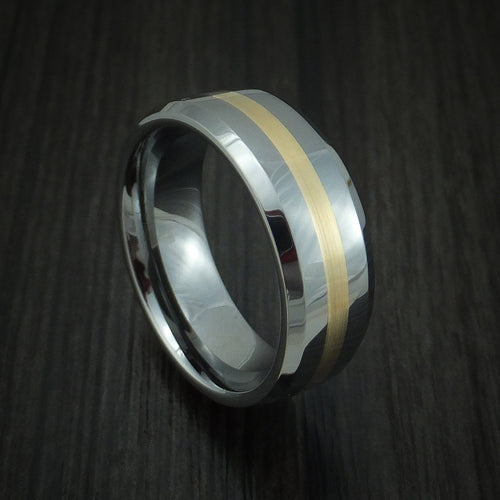 Valor XVI - Tungsten Band with Yellow Gold Inlay Men's Wedding Ring - Nura Lab