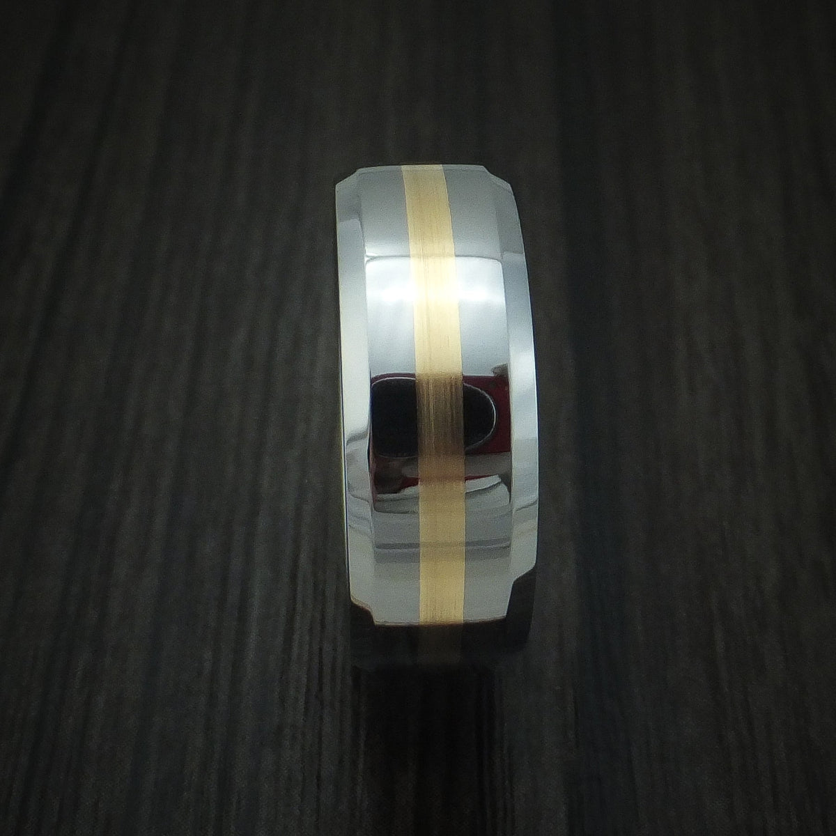Valor XVI - Tungsten Band with Yellow Gold Inlay Men's Wedding Ring - view 3 - Nura Lab