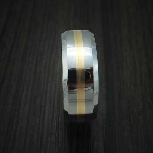 Valor XVI - Tungsten Band with Yellow Gold Inlay Men's Wedding Ring - view 3 - Nura Lab