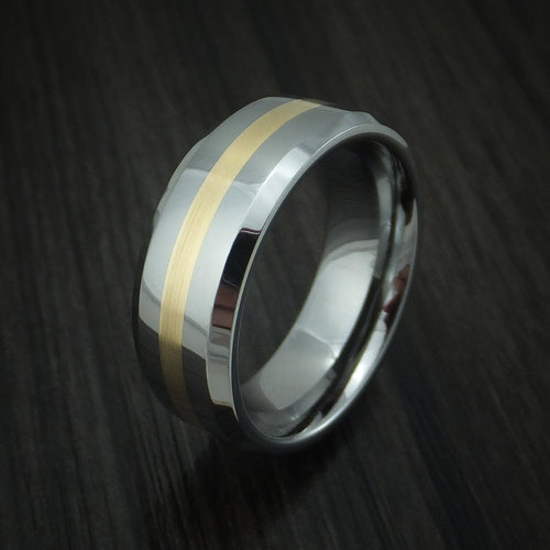 Valor XVI - Tungsten Band with Yellow Gold Inlay Men's Wedding Ring - view 4 - Nura Lab