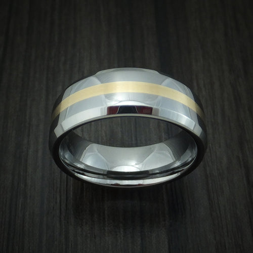 Valor XVI - Tungsten Band with Yellow Gold Inlay Men's Wedding Ring - view 2 - Nura Lab