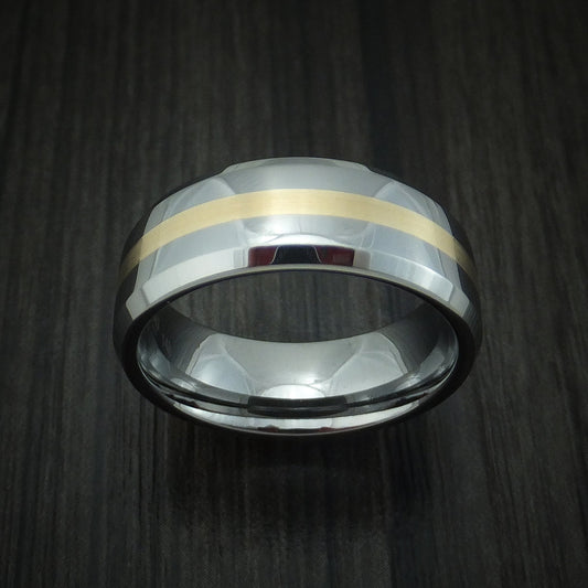 Valor XVI - Tungsten Band with Yellow Gold Inlay Men's Wedding Ring - view 2 - Nura Lab