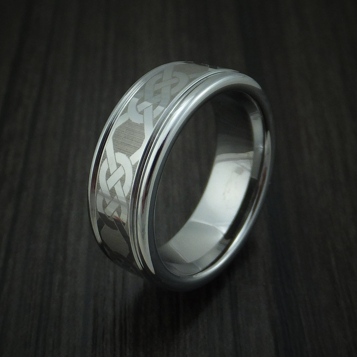 Empire XV - Tungsten Celtic Band Men's Wedding Ring - view 4 - Nura Lab
