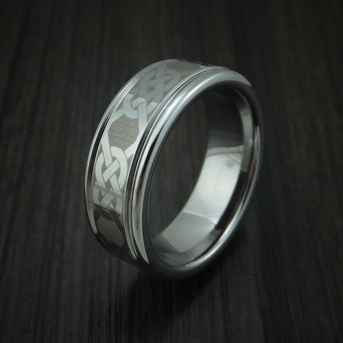 Empire XV - Tungsten Celtic Band Men's Wedding Ring - view 4 - Nura Lab