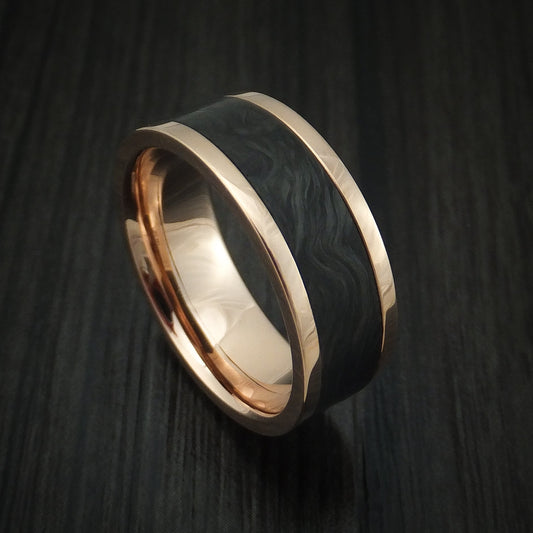 Steel XIV - 14K Rose Gold and Forged Carbon Fiber Men's Wedding Ring - Nura Lab