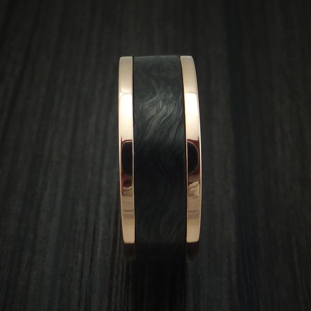 Steel XIV - 14K Rose Gold and Forged Carbon Fiber Men's Wedding Ring - view 3 - Nura Lab