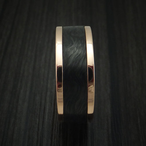 Steel XIV - 14K Rose Gold and Forged Carbon Fiber Men's Wedding Ring - view 3 - Nura Lab