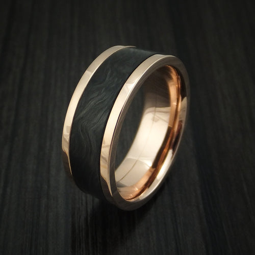 Steel XIV - 14K Rose Gold and Forged Carbon Fiber Men's Wedding Ring - view 4 - Nura Lab