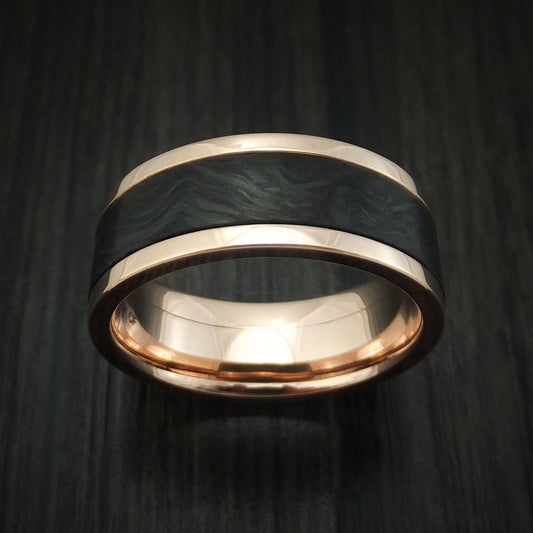 Steel XIV - 14K Rose Gold and Forged Carbon Fiber Men's Wedding Ring - view 2 - Nura Lab