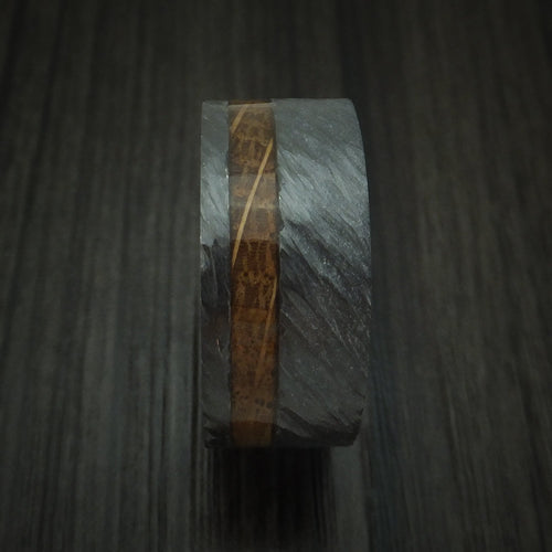 Aoraki XII - Black Zirconium Hardwood Men's Wedding Ring With Inlay And Sleeve - view 3 - Nura Lab