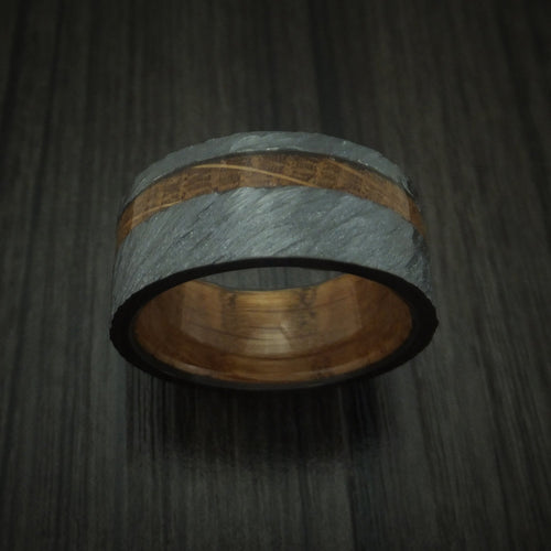 Aoraki XII - Black Zirconium Hardwood Men's Wedding Ring With Inlay And Sleeve - view 2 - Nura Lab
