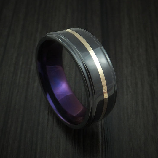 Commander XVII - Black Zirconium with 14k Yellow Gold and Anodized Sleeve Men's Wedding Ring - Nura Lab