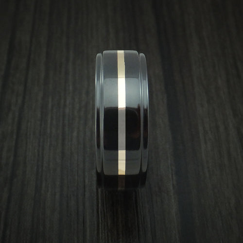 Commander XVII - Black Zirconium with 14k Yellow Gold and Anodized Sleeve Men's Wedding Ring - view 3 - Nura Lab