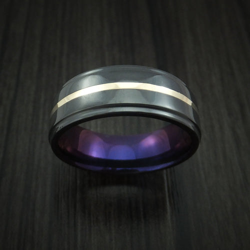 Commander XVII - Black Zirconium with 14k Yellow Gold and Anodized Sleeve Men's Wedding Ring - view 2 - Nura Lab