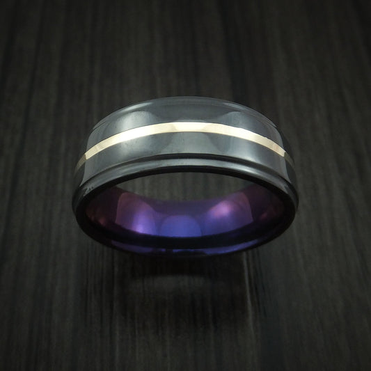 Commander XVII - Black Zirconium with 14k Yellow Gold and Anodized Sleeve Men's Wedding Ring - view 2 - Nura Lab