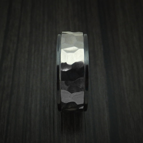 Knight XVIII - Black Zirconium Rock Hammer Finish Men's Wedding Ring Band - view 3 - Nura Lab
