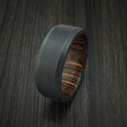 Timber XII - Black Zirconium Men's Wedding Ring with Hardwood Interior Sleeve - view 4 - Nura Lab