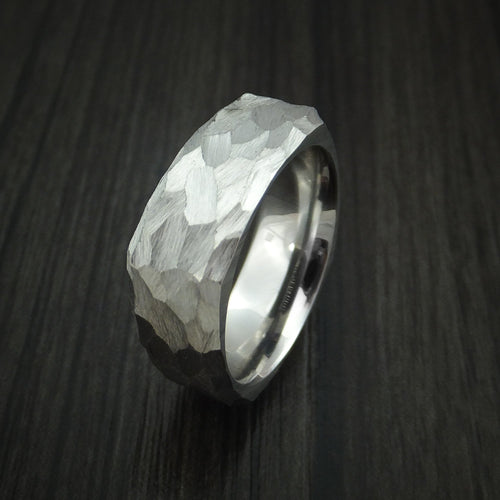 Baron XVIII - Cobalt Chrome Modern Style Rock Hammer Finish Band Square Men's Wedding Ring - view 5 - Nura Lab