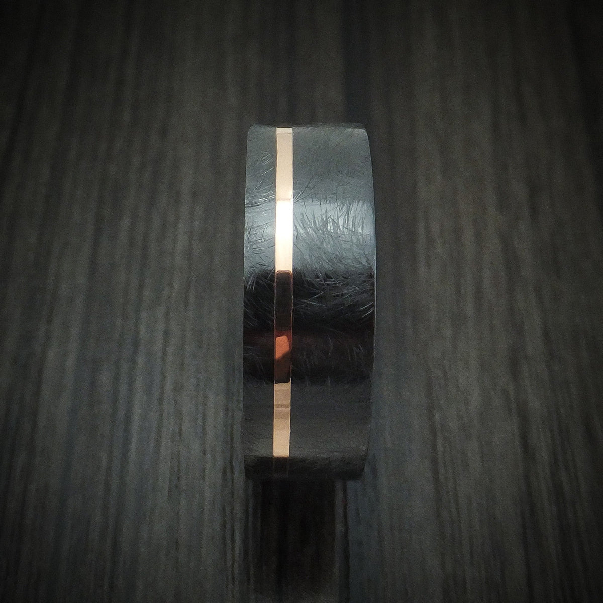Sterling XVI - Black Zirconium with 14K Gold Inlay and Antler Sleeve Wedding Ring - view 3 - Nura Lab