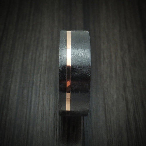 Sterling XVI - Black Zirconium with 14K Gold Inlay and Antler Sleeve Wedding Ring - view 3 - Nura Lab