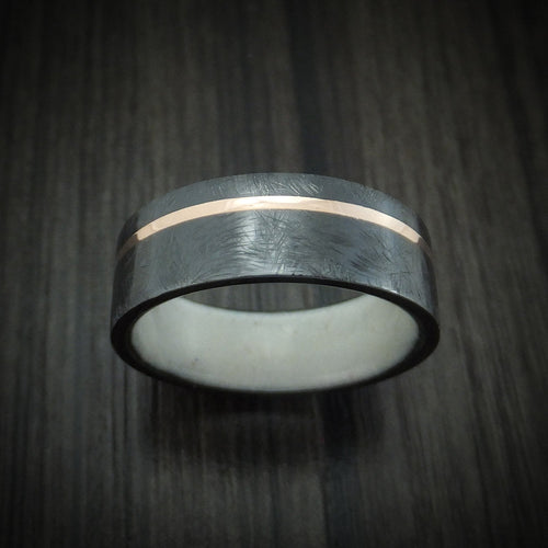 Sterling XVI - Black Zirconium with 14K Gold Inlay and Antler Sleeve Wedding Ring - view 2 - Nura Lab