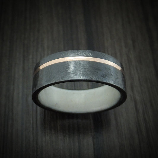 Sterling XVI - Black Zirconium with 14K Gold Inlay and Antler Sleeve Wedding Ring - view 2 - Nura Lab
