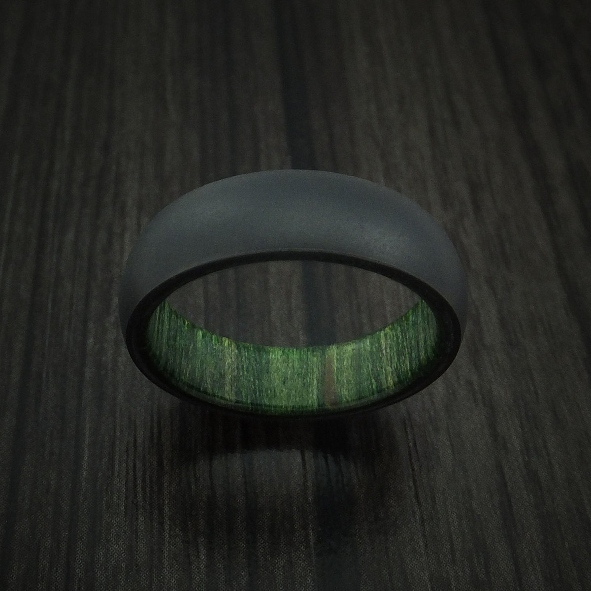 King James XII - Black Zirconium and Hardwood Sleeve Men's Wedding Ring - view 2 - Nura Lab