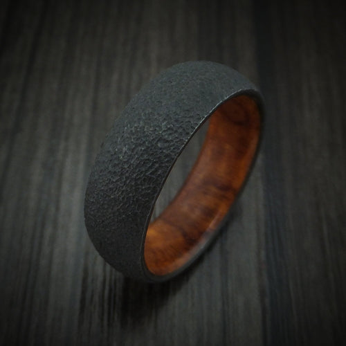 Midnight XII - Black Zirconium and Hardwood Men's Wedding Ring Band - view 4 - Nura Lab