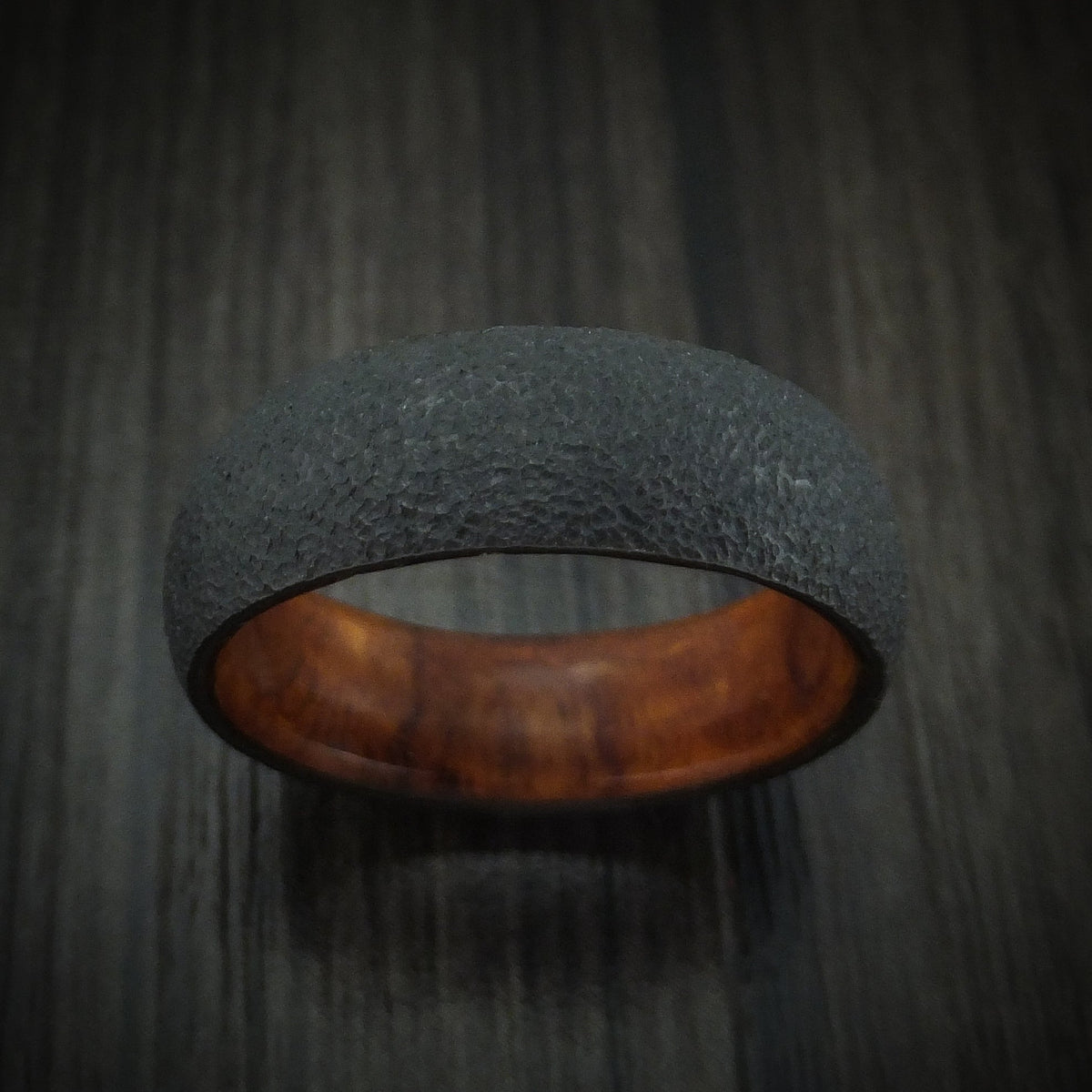 Midnight XII - Black Zirconium and Hardwood Men's Wedding Ring Band - view 2 - Nura Lab