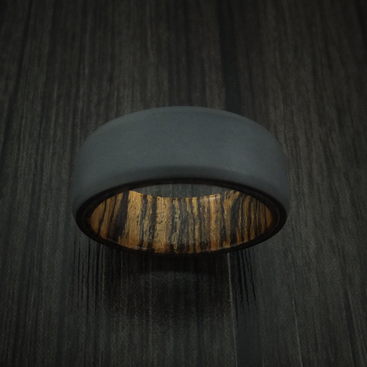 Foundry XII - Black Zirconium and Hardwood Sleeve Men's Wedding Ring - view 2 - Nura Lab