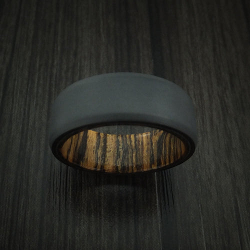 Foundry XII - Black Zirconium and Hardwood Sleeve Men's Wedding Ring - view 2 - Nura Lab