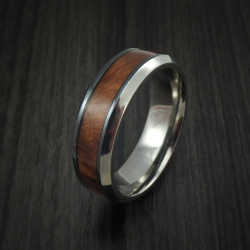Foundry XIII - Black Zirconium and Thuya Burl Wood Hard Wood Men's Wedding Ring - view 4 - Nura Lab