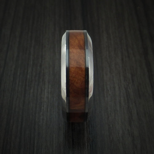 Foundry XIII - Black Zirconium and Thuya Burl Wood Hard Wood Men's Wedding Ring - view 3 - Nura Lab