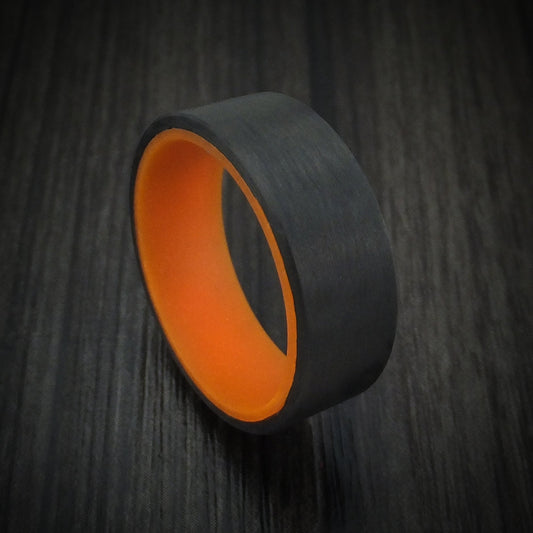Sterling XIV - Carbon Fiber and Orange Glow Sleeve Men's Wedding Ring - Nura Lab