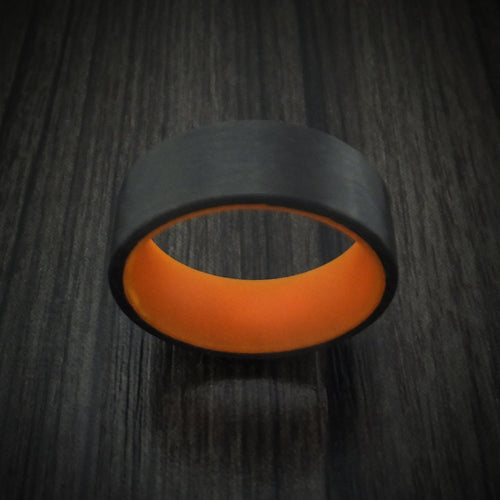 Sterling XIV - Carbon Fiber and Orange Glow Sleeve Men's Wedding Ring - view 2 - Nura Lab