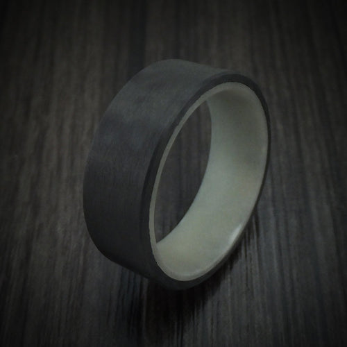 Empire XIV - Carbon Fiber and Green Glow Sleeve Men's Wedding Ring - view 4 - Nura Lab