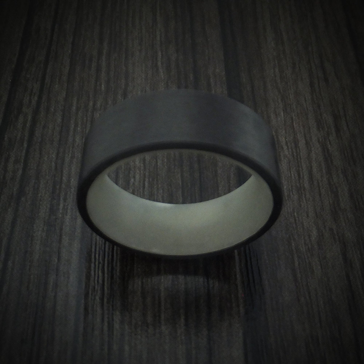 Empire XIV - Carbon Fiber and Green Glow Sleeve Men's Wedding Ring - view 2 - Nura Lab