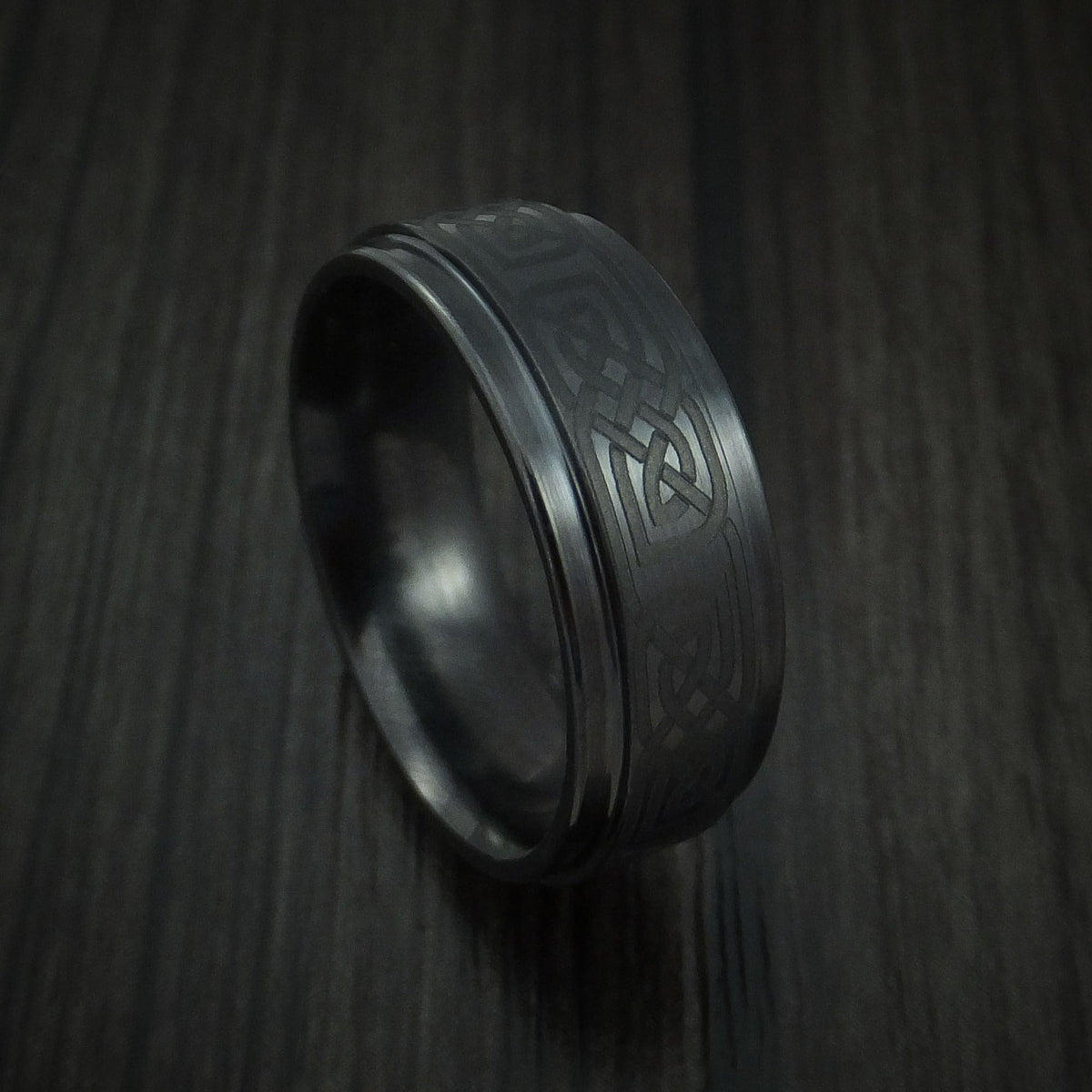 Slate XVII - Black Ceramic Celtic Men's Wedding Ring Band - Nura Lab