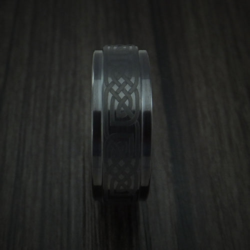 Slate XVII - Black Ceramic Celtic Men's Wedding Ring Band - view 3 - Nura Lab