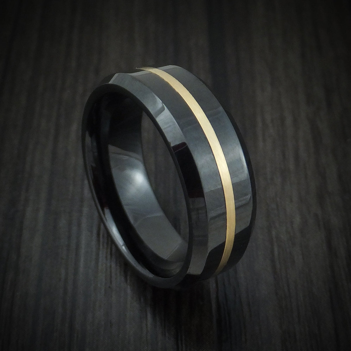 Valor XVII - Black Ceramic and 14K Gold Men's Wedding Ring - Nura Lab
